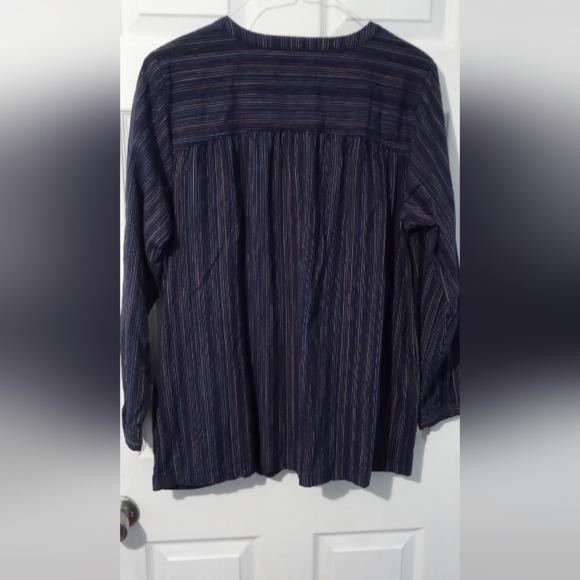 Christopher & Banks Dark Blue Pinstripe Blouse - Picture 3 of 4